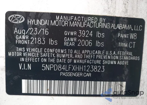 2017 Hyundai Elantra Limited из США, поврежденный, VIN 5NPD84LFXHH123823